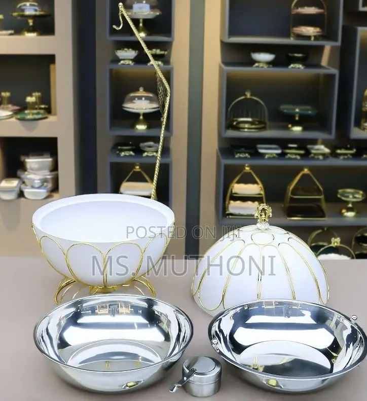 8l Luxury Egg-Shaped Buffet Chafing Dish With a Hanging Golden Rack