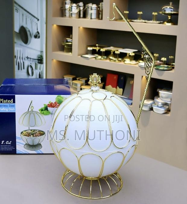 8l Luxury Egg-Shaped Buffet Chafing Dish With a Hanging Golden Rack - thumbnail 2