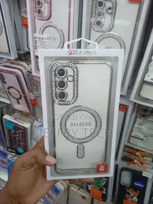 Case Partner" Brand, Silver Rhinestone-Decorated Magnetic Phone Case