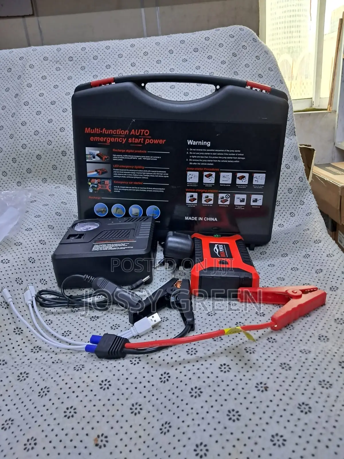 12v Portable Car Battery Jump Starter With Led Flashlight