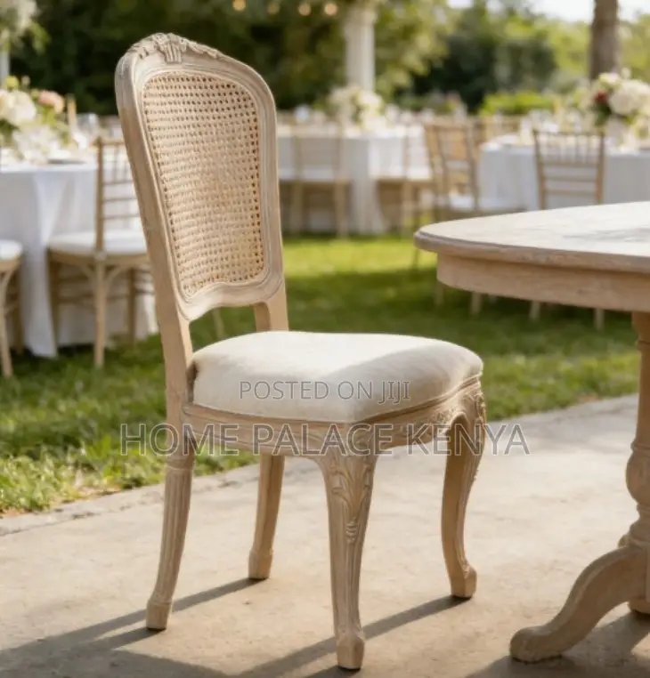 Dining Chair: Louis Style Plastic Dining Chair With Rattan Backrest