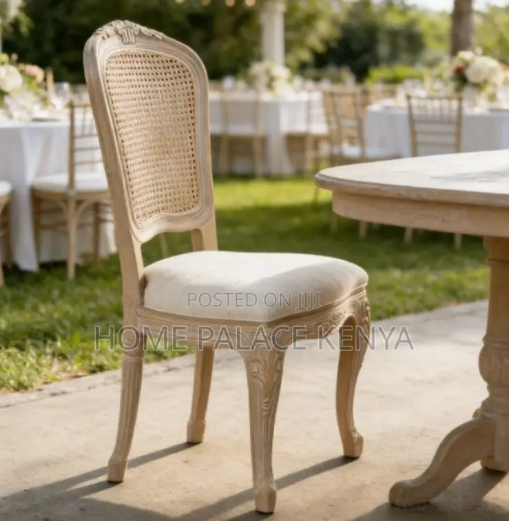 Dining Chair: Louis Style Plastic Dining Chair With Rattan Backrest