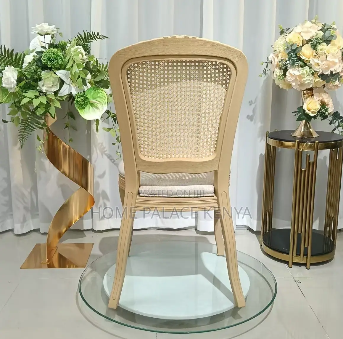 Dining Chair: Louis Style Plastic Dining Chair With Rattan Backrest