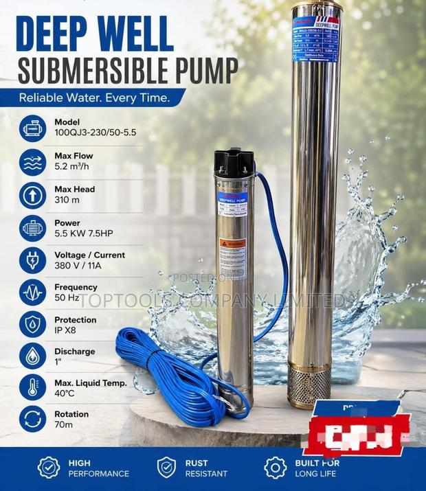 3phase Deep Well Submersible Pump 310m 7.5hp 5.5kw