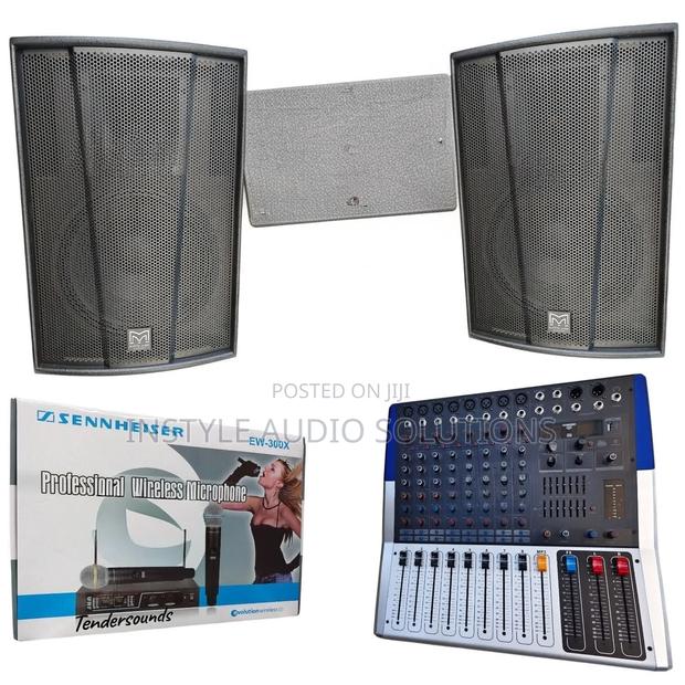 8 Channels Medium Sound System - (2)15" Speakers - 8 Ch Powered Mixer