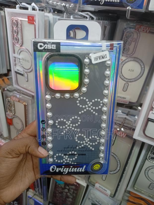 Pearl-Adorned "Princess Style" Phone Cases for iPhone 16 Pro Max.