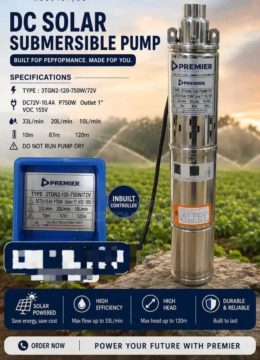 Dc Solar Submersible Waterpump 72v 1inch 750watts
