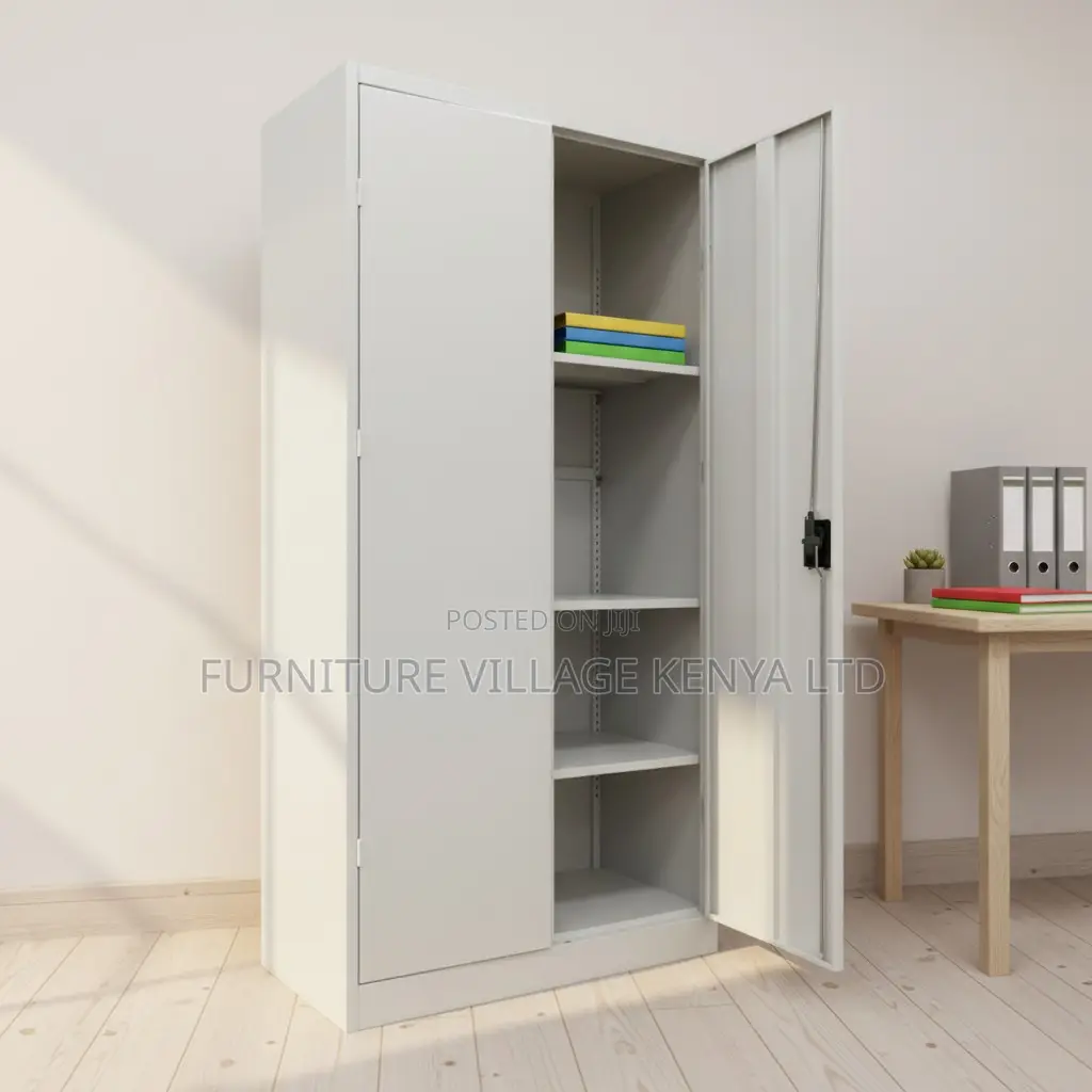 2-Door Full White Shelf Gym Storage File Cabinet