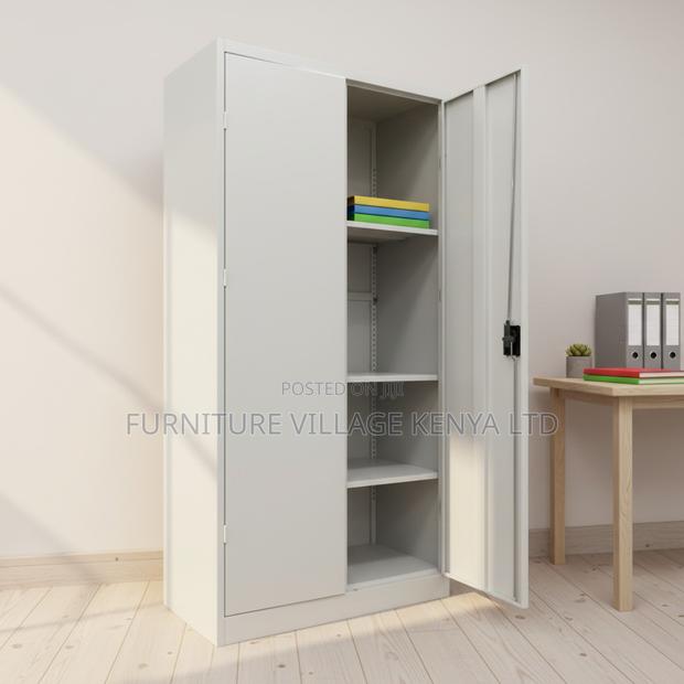 2-Door Full White Shelf Gym Storage File Cabinet - thumbnail 2