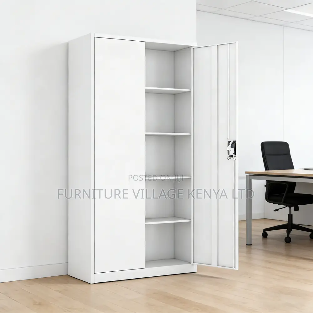 2-Door Full White Shelf Gym Storage File Cabinet