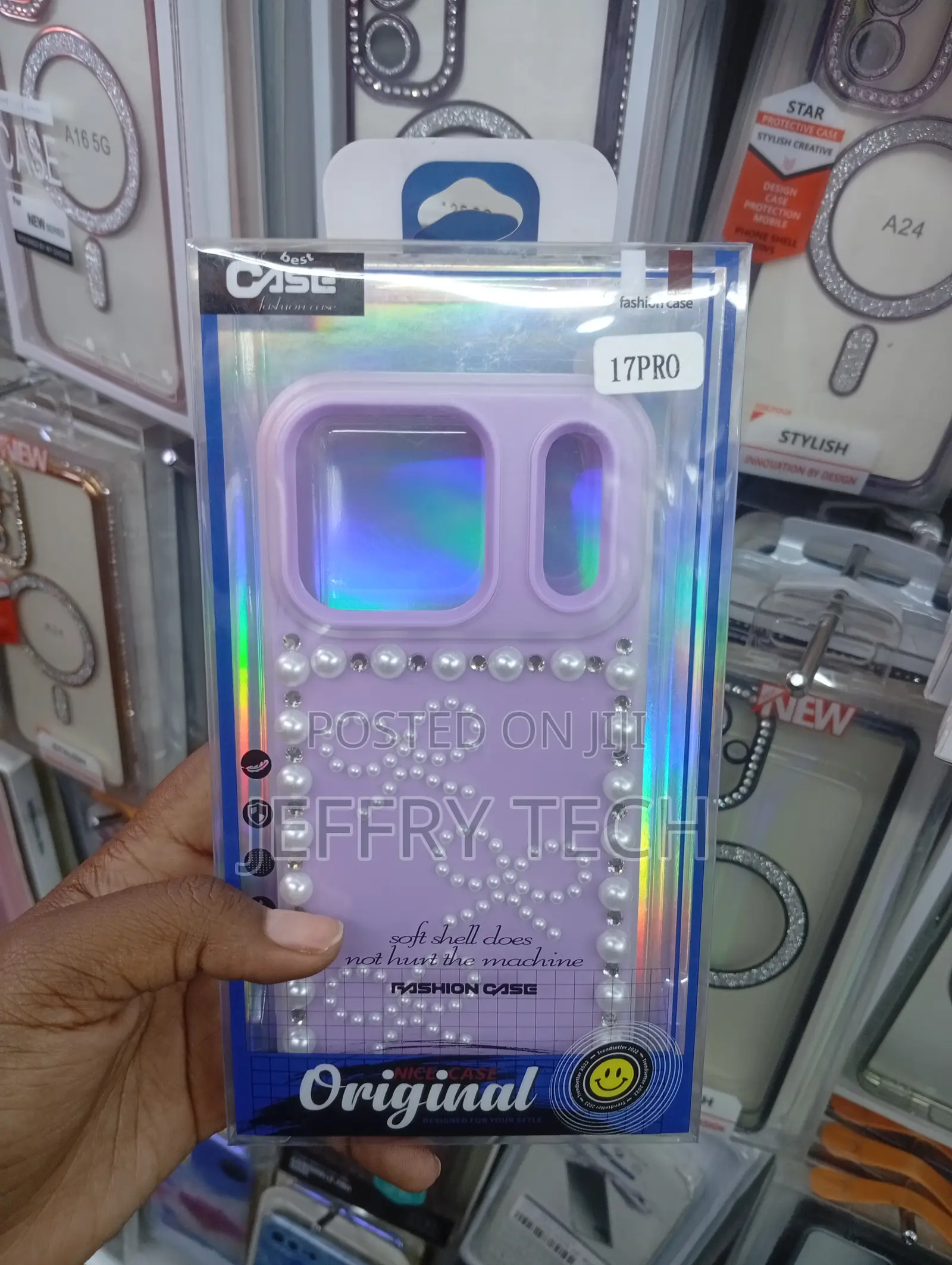 Purple Fashion Case for an iPhone 17 Pro With Pearl Bow
