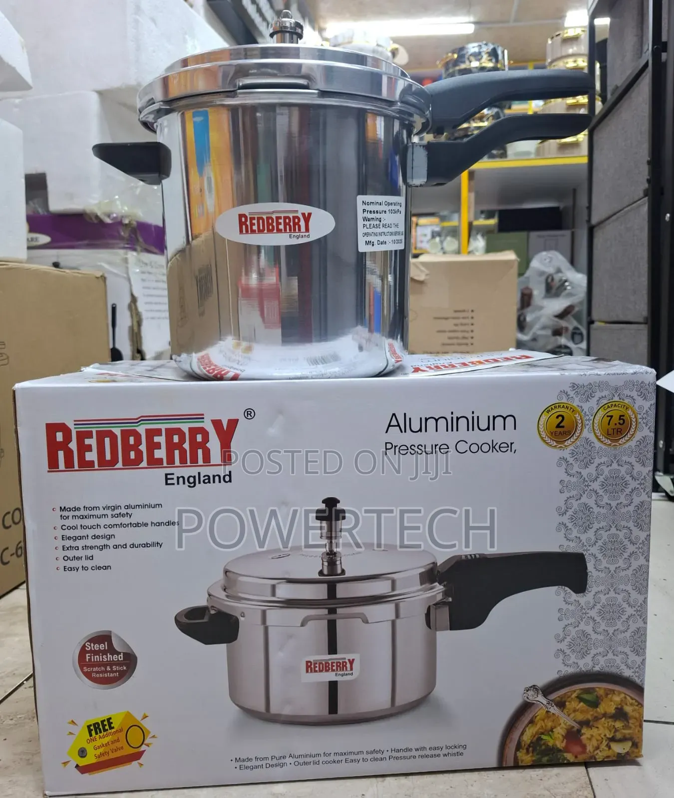 Redberry Aluminium Pressure Cooker 
7.5l