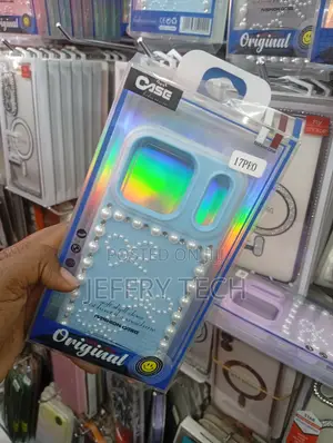 Blue 3d Pearl Bow Rhinestone Case Designed for the iPhone 17 Pro.