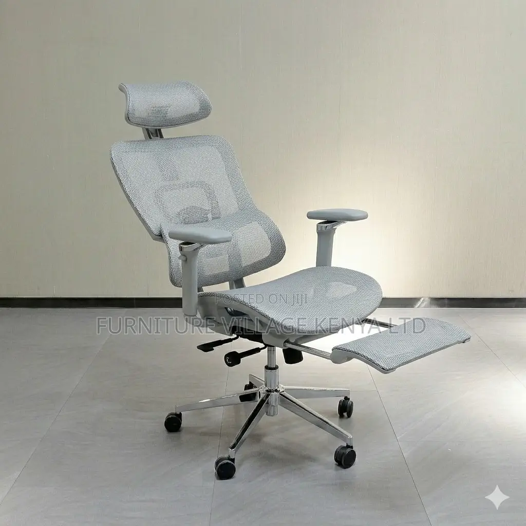 Swivel White Ergonomic Desk Seat With Footrest