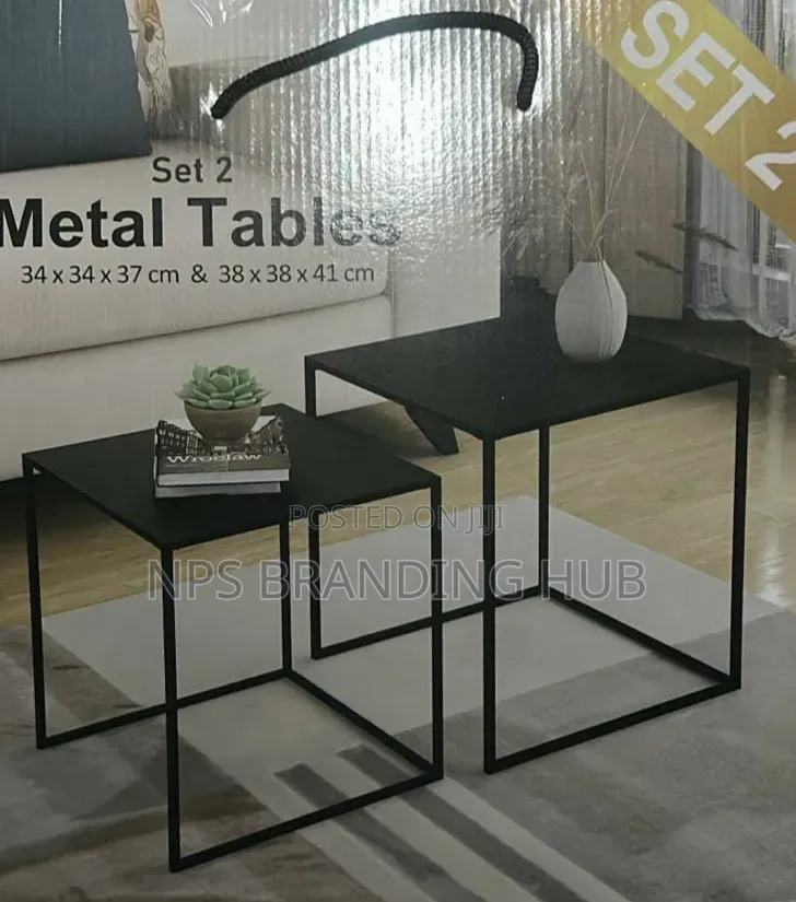 2in1 Nordic Metallic Side Table 34×34×37 Cm B.38×38×41cm Ao