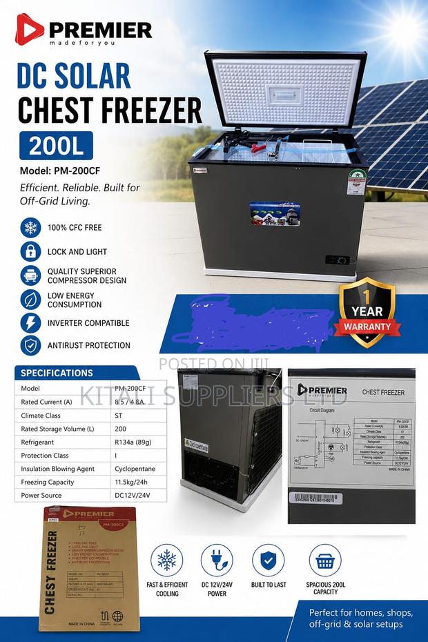 Premier 200l Dc Solar Chest Freezer