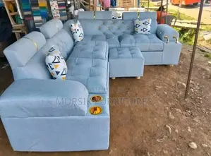 Grey Leather 7 Seater L Shaped Sofa