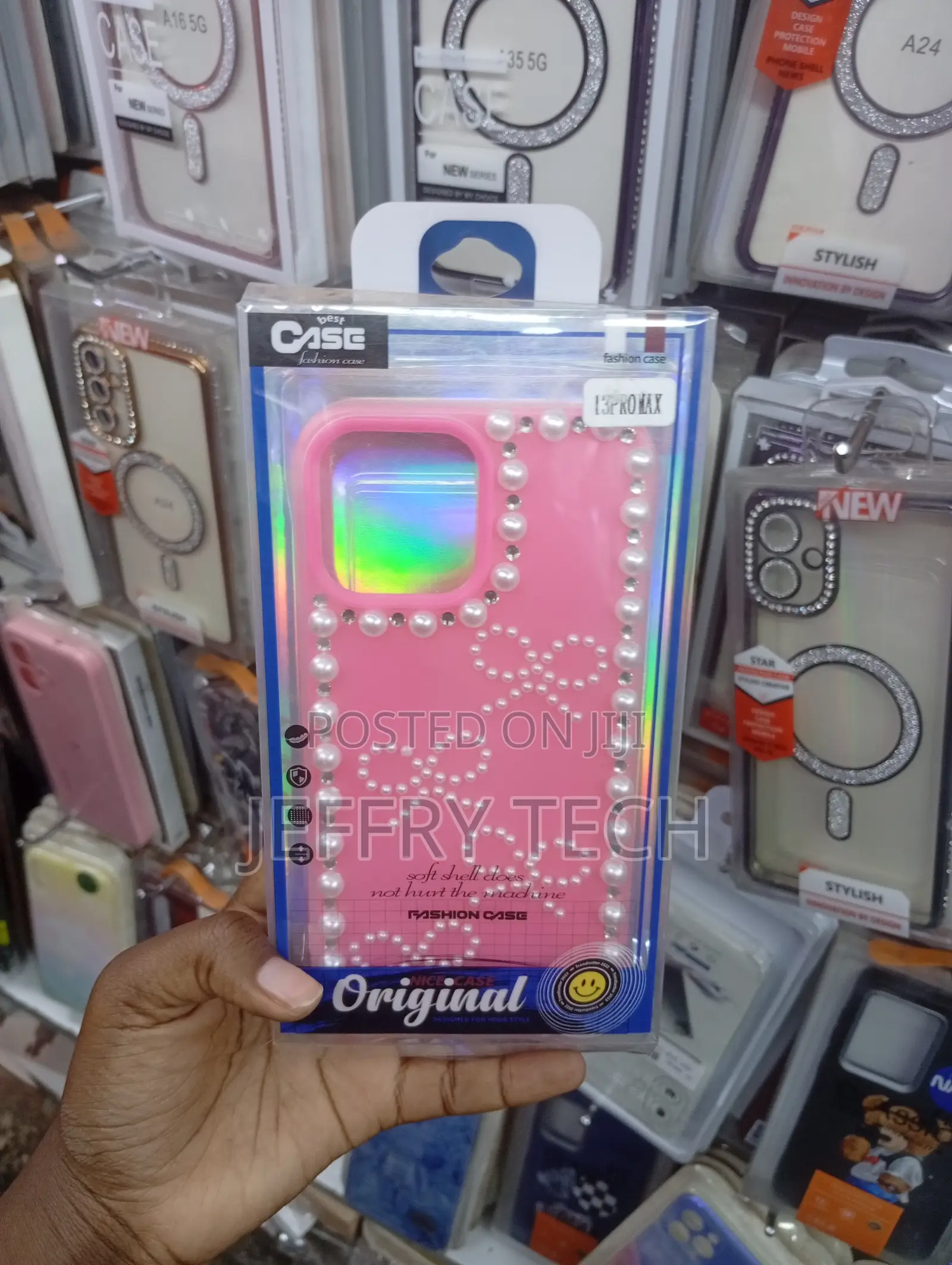 Pink "Fashion Case" for an iPhone 13 Pro Max Featuring Decorative 3d