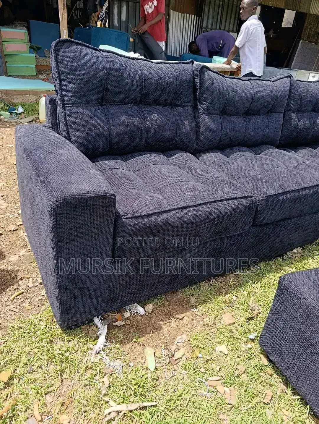 Black 3 Seater Modern Sofa
