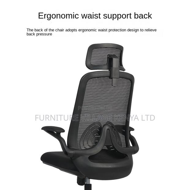 Black Breathable Full Mesh Seat With Flip Armrest - thumbnail 3