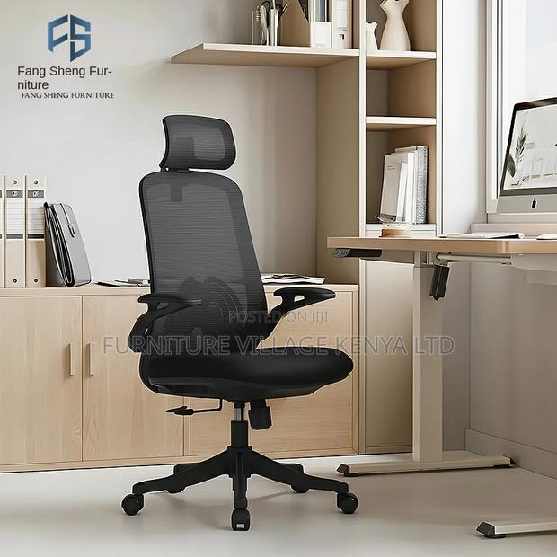 Black Breathable Full Mesh Seat With Flip Armrest - thumbnail 5