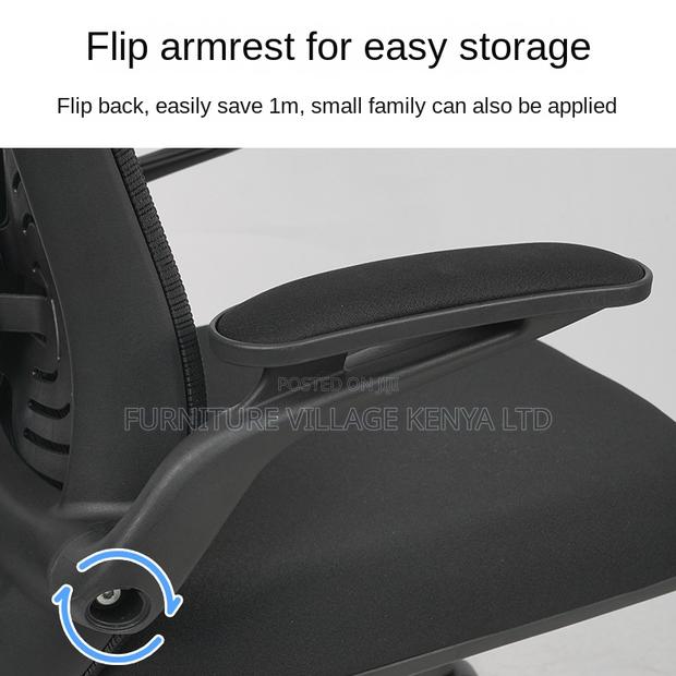 Black Breathable Full Mesh Seat With Flip Armrest - thumbnail 4