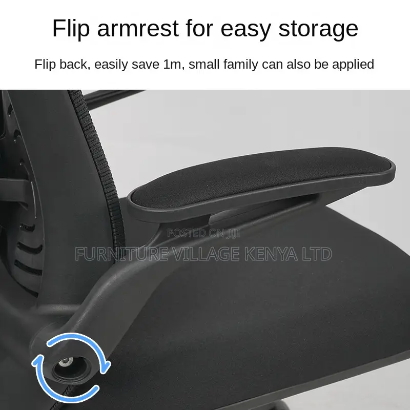 Black Breathable Full Mesh Seat With Flip Armrest