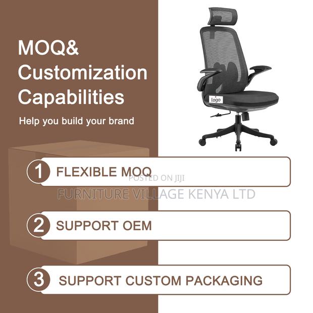 Black Breathable Full Mesh Seat With Flip Armrest - thumbnail 7