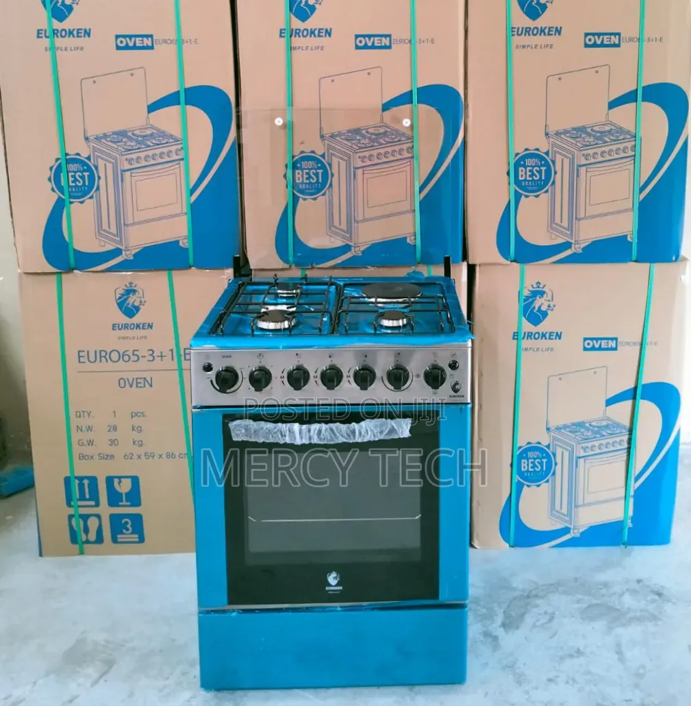 Euroken 60x65cm 3+1 Standing Cooker With Double Heater Oven