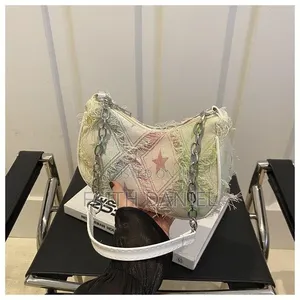 Grunge-Chic Frayed Denim Micro Hobo