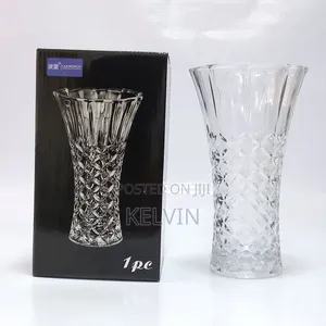 This Is a Generic Diamond-Cut Clear Glass Flower Vase.