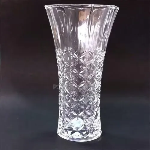 This Is a Generic Diamond-Cut Clear Glass Flower Vase.