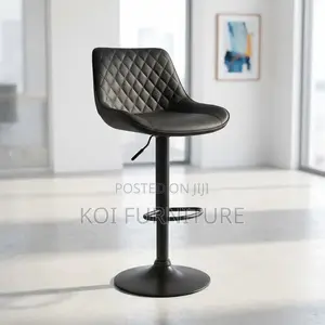 Bastool : Modern Adjustable Bar Stool With Black Faux Leather,