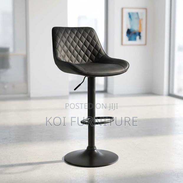 Bastool : Modern Adjustable Bar Stool With Black Faux Leather, - thumbnail 4