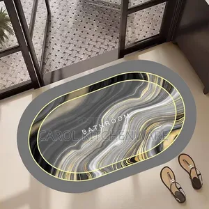 Super Absorbent Oval Rubber Mat / Anti-Slip Bathroom Mat