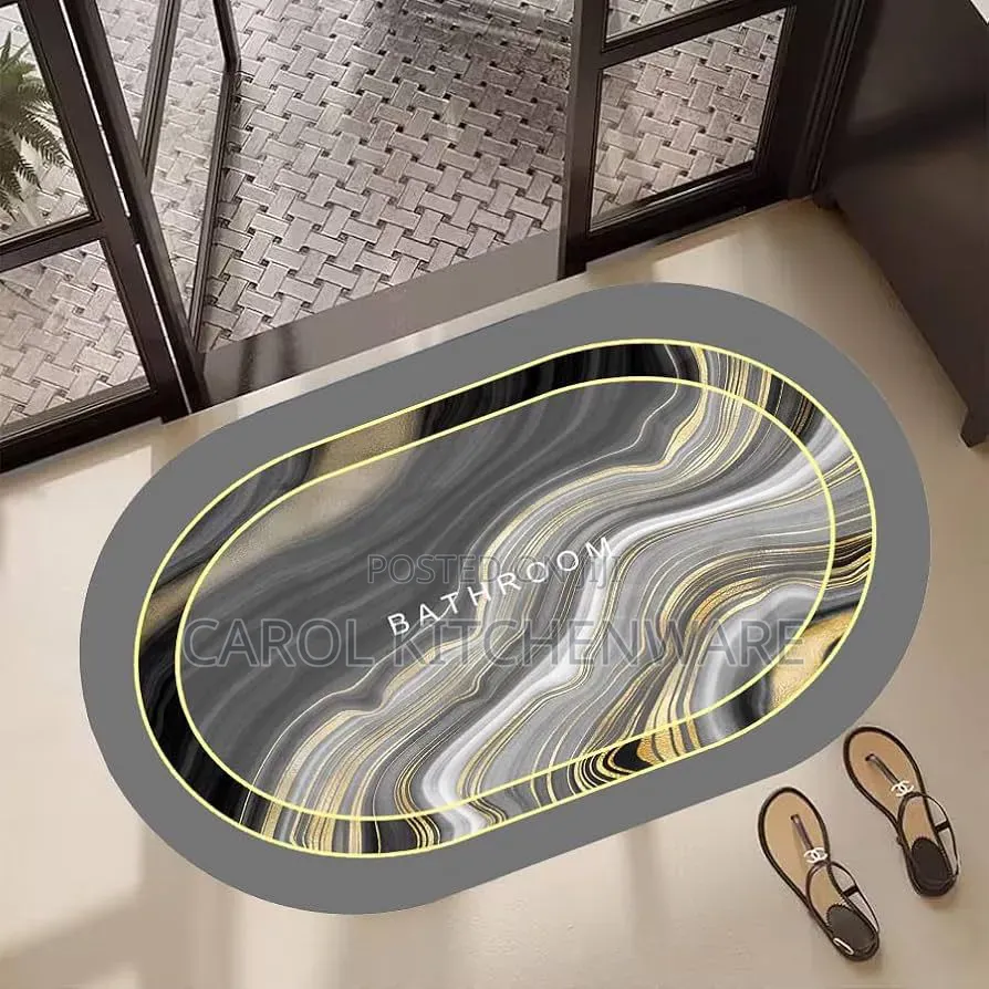 Super Absorbent Oval Rubber Mat / Anti-Slip Bathroom Mat