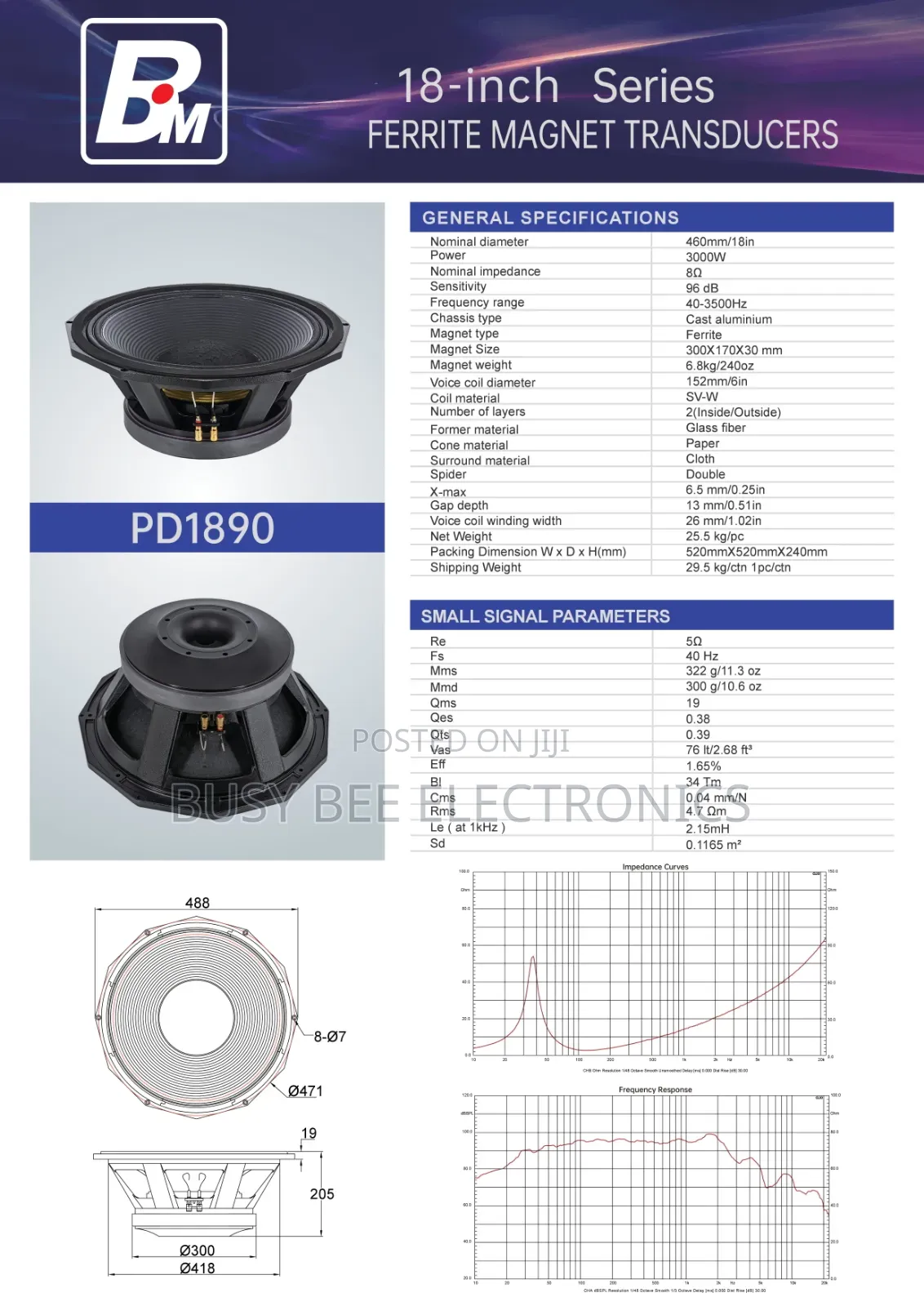 Pd1890 18-Inch Subwoofer 300mm Magnet 6-Inch Voice Coil Speakers