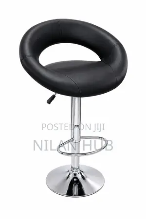 Modern Black and Chrome Black Stool