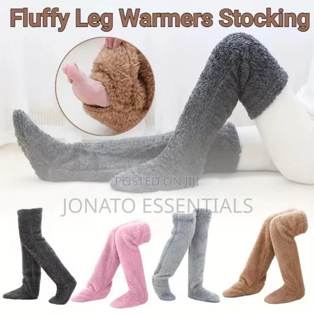Pair of Fluffy Leg Warmers Over Knee Fuzzy Thigh High Long Stockings