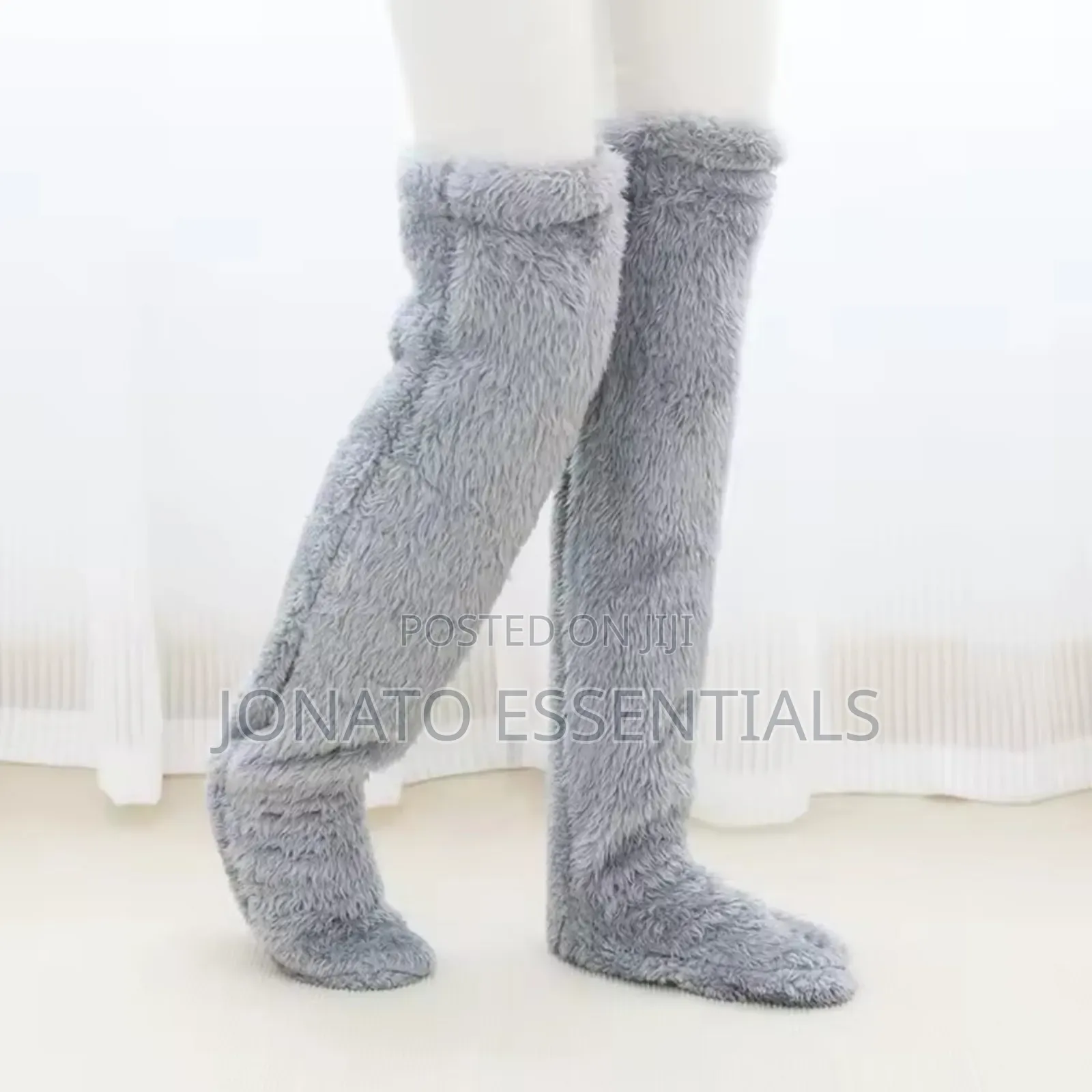 Pair of Fluffy Leg Warmers Over Knee Fuzzy Thigh High Long Stockings