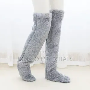Pair of Fluffy Leg Warmers Over Knee Fuzzy Thigh High Long Stockings