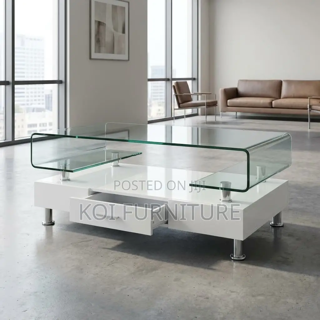 Coffee Table : Modern White Glossy Coffee Table