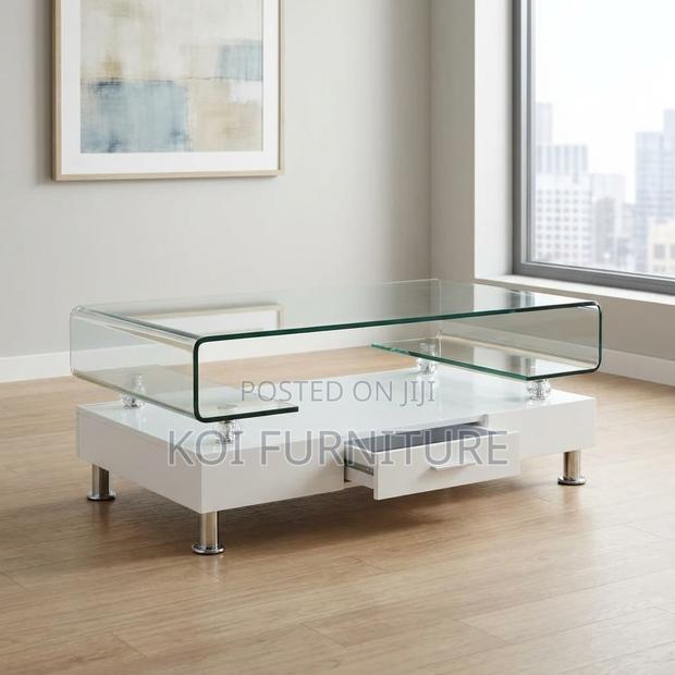Coffee Table : Modern White Glossy Coffee Table - thumbnail 6