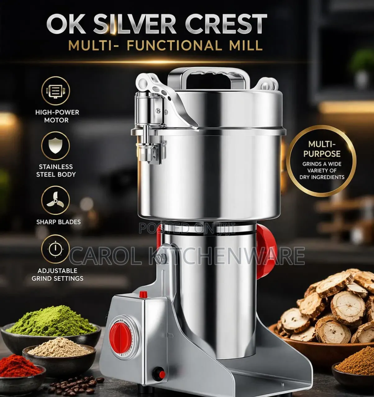 Multifunction Mill/ Stainless Steel Electric Grain And Spice Grinder