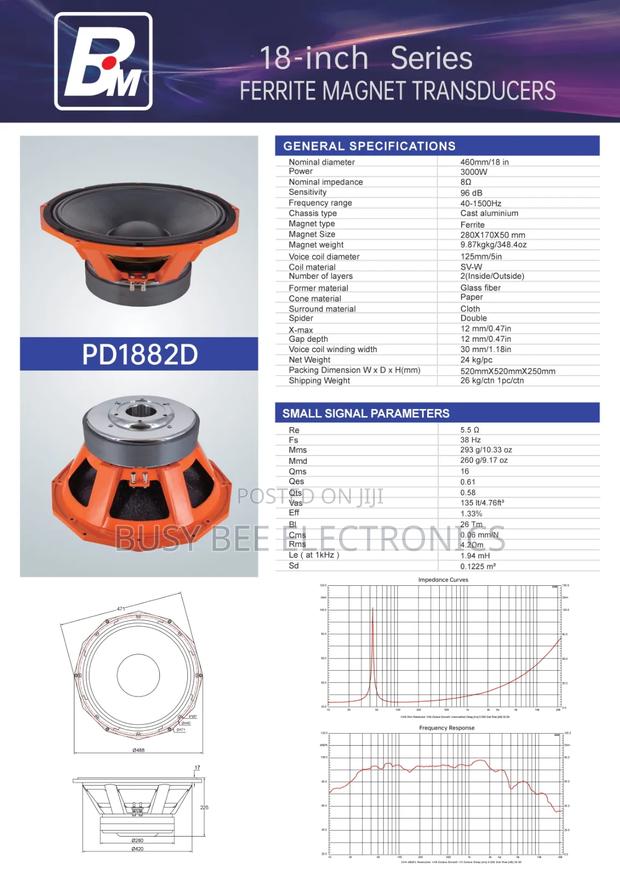 Pd1882d 18-Inch Subwoofer 280mm Magnet 5-Inch Voice Stage Speakers