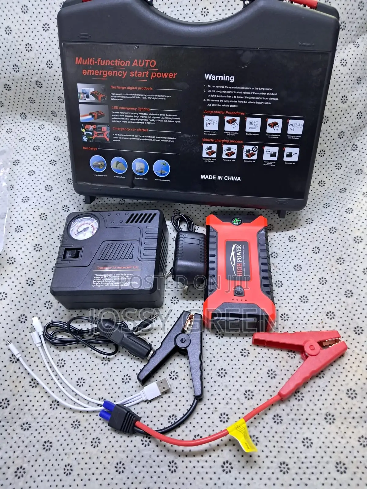 Heavy-Duty Portable Jump Starter Kit With Powerful Battery