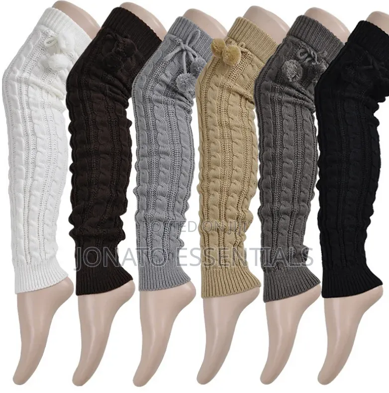 Pair of Thigh High Knit Leg Warmers Over Knee Long Socks