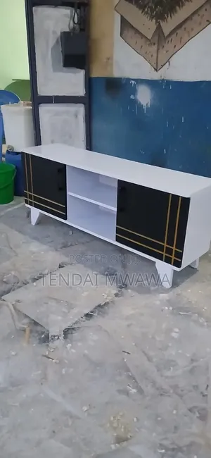 Classic White and Black Tv Stand
