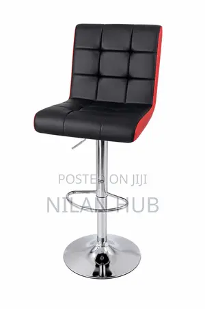 Modern Adjustable Bar Stool With Red Trim