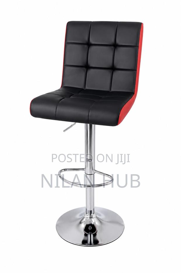 Modern Adjustable Bar Stool With Red Trim